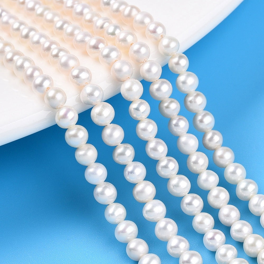 Natural Cultured Freshwater Pearl Beads Strands Round Creamy White 3~4mm Hole: 0.5mm about 107~108pcs/strand 14.96~15.16 inch(38~38.5cm) DIY