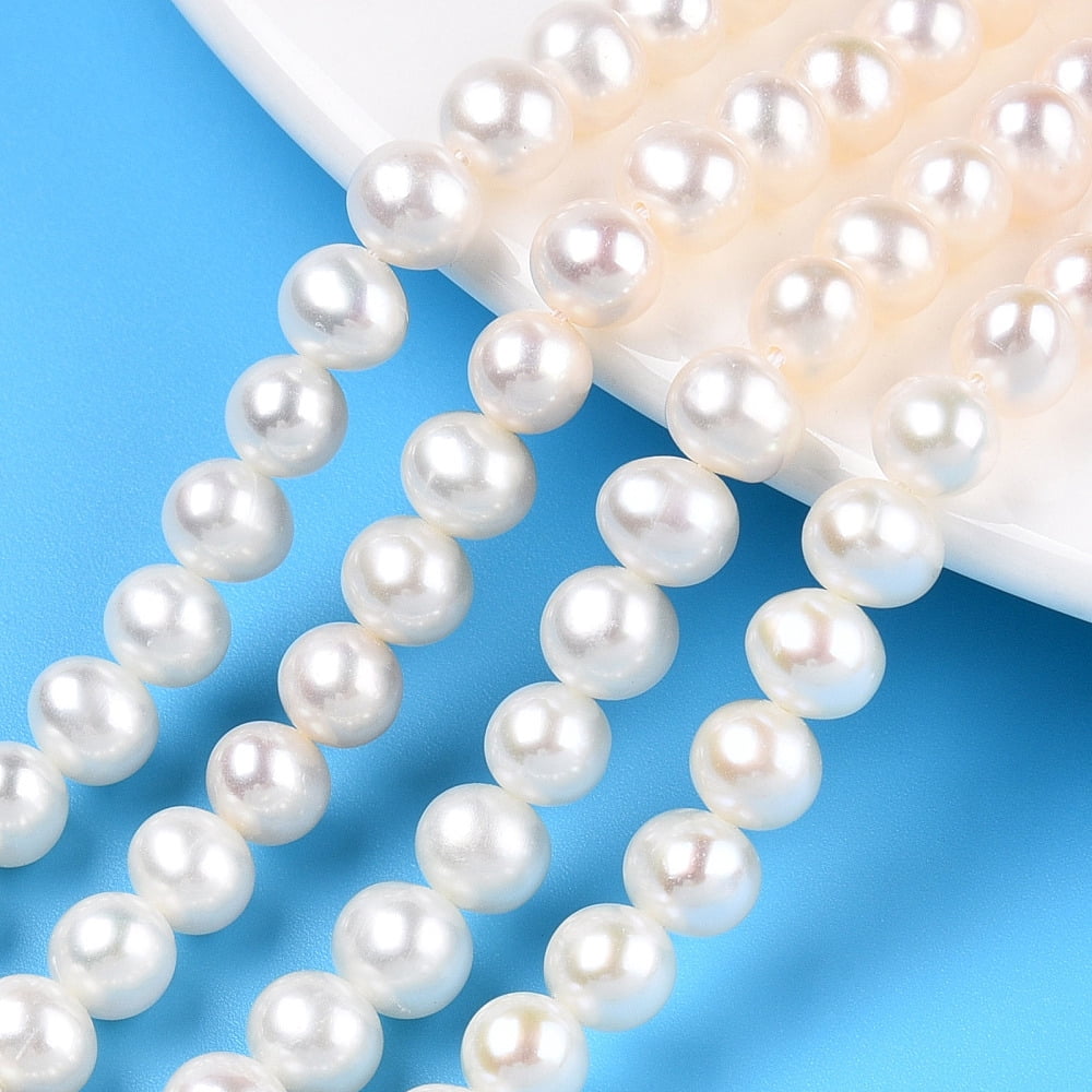 Natural Cultured Freshwater Pearl Beads Strands Round Creamy White 5.5~7mm Hole: 0.5mm about 60~69pcs/strand 14.65 inch~15.63 inch(37.2~39.7cm)