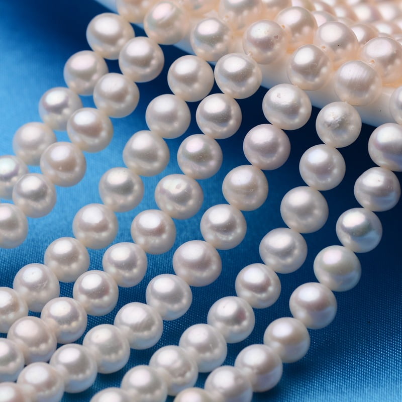 Natural Cultured Freshwater Pearl Beads Strands Round Creamy White 6~6.5mm Hole: 0.8mm about 59~60pcs/strand 14.17 inch(36cm)