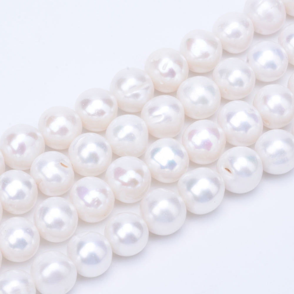 Natural Cultured Freshwater Pearl Beads Strands Round Floral White 10~11mm Hole: 0.8mm 41pcs/strand 15.7 inch diy