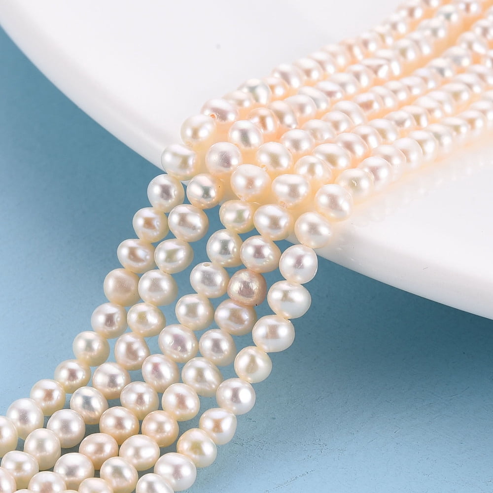 Natural Cultured Freshwater Pearl Beads Strands Round Floral White 3~3.5mm Hole: 0.8mm about 113pcs/strand 14.17 inch