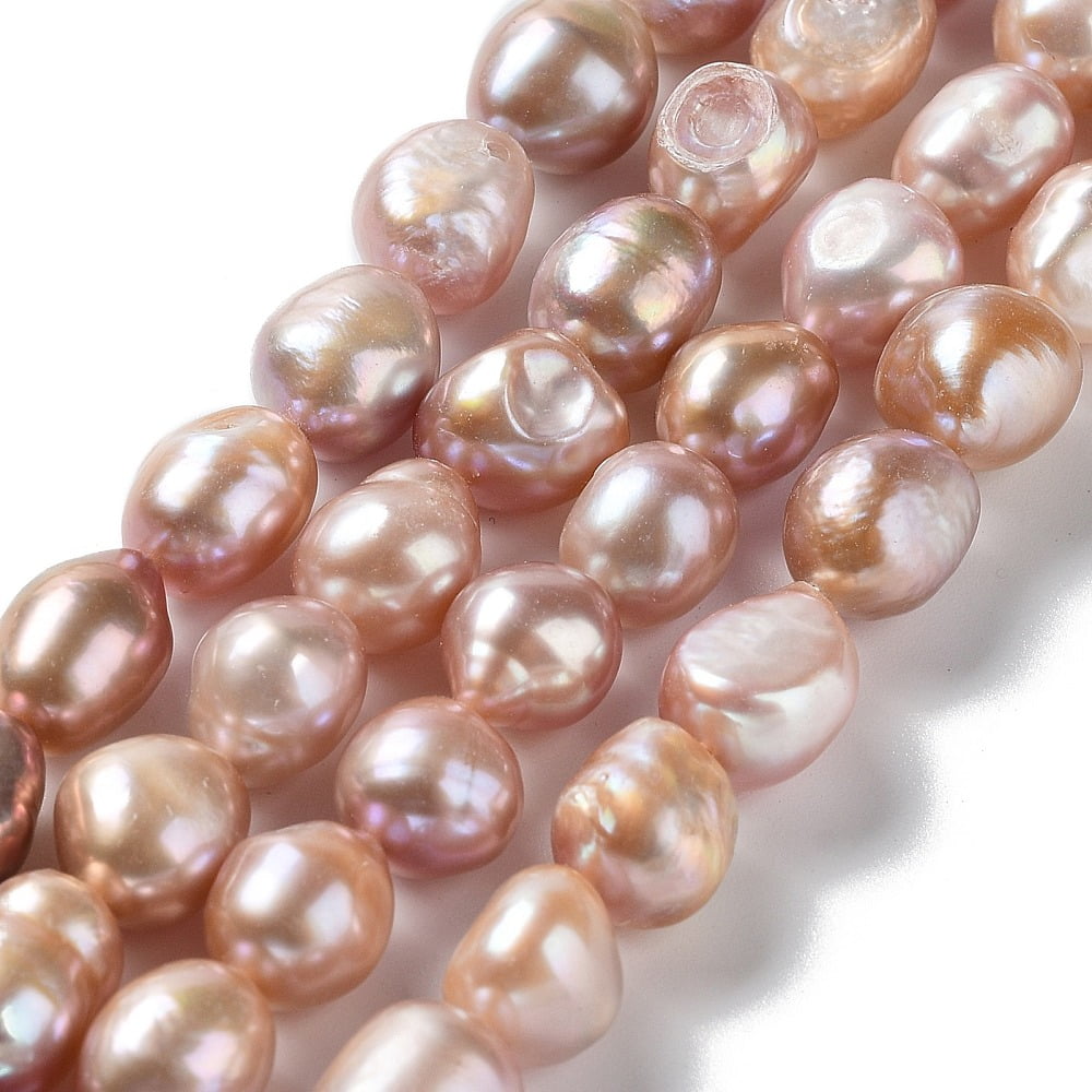 Natural Cultured Freshwater Pearl Beads Strands Two Side Polished Grade 4A PeachPuff 10~12x9~10x7~9mm Hole: 0.6mm 32pcs/strand 13.78''(35~35.5cm)