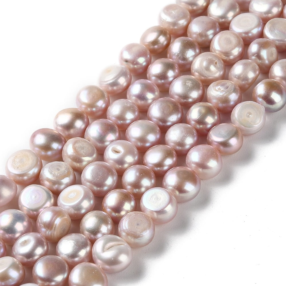 Natural Cultured Freshwater Pearl Beads Strands Two Sides Polished Grade 4A Lavender Blush 9.5~11x6.5~8mm Hole: 0.7mm 37pcs/strand 14.02''~14.09''(35.6~35.8cm)