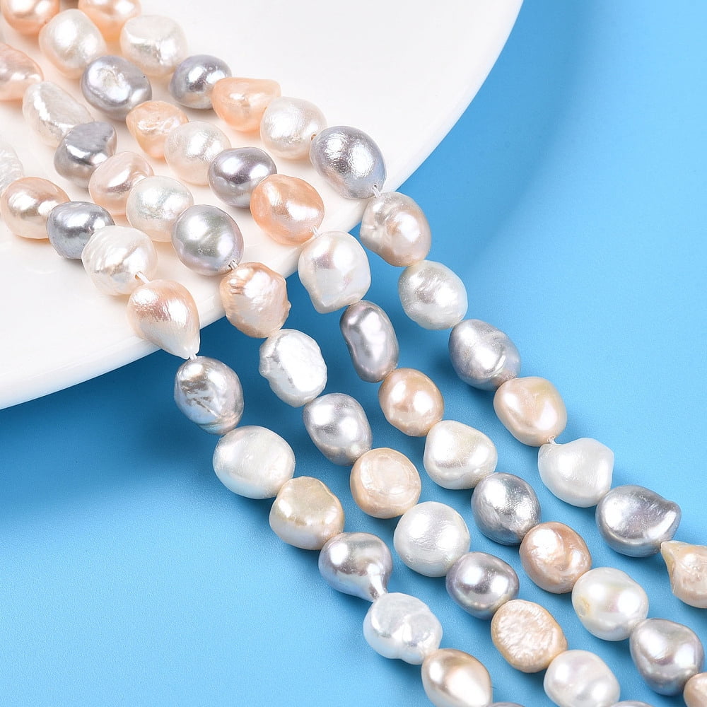 Natural Cultured Freshwater Pearl Beads Strands Two Sides Polished Mixed Color 8.5~13x7.5~10x5~8.5mm Hole: 0.6mm about 17~18pcs/strand