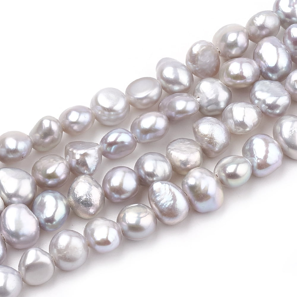 Natural Cultured Freshwater Pearl Beads Strands Two Sides Polished Dyed Silver 5~7x5~6x3.5~4.5mm Hole: 0.5mm about 65pcs/strand 14.17 inch(36cm)