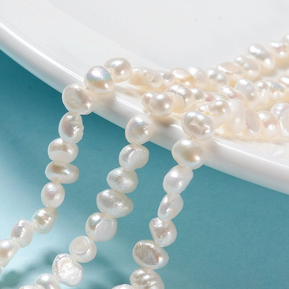 Natural Cultured Freshwater Pearl Beads Strands Two Sides Polished White 4.5~6.5x3~4x4~5.5mm Hole: 0.5mm about 39pcs/strand 7.09 inch(18cm) DIY