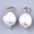 thumbnail image 1 of Natural Cultured Freshwater Pearl Pendants with Brass Findings Platinum Creamy White 16x9~10mm Hole: 3mm DIY, 1 of 2