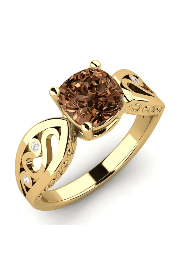 Natural Cushion Cut Smoky Brown Quartz Ring - Engagement Proposal Ring - Gift For Her