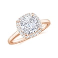 thumbnail image 1 of Natural Cushion Shaped Halo Engagement Ring with Moissanite in Rose Gold Plated/ 925 Sterling Silver| Teardrop April Birthstone, Birthday, Anniversary, Wedding Jewelry, Ring Size 5, 1 of 4