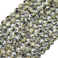 thumbnail image 1 of Natural Dalmatian Jasper Beads Strands with Seed Beads Faceted Coin Beads Flat Round 6~7x4mm Hole: 1mm 50pcs/strand 15.35''(39cm), 1 of 3