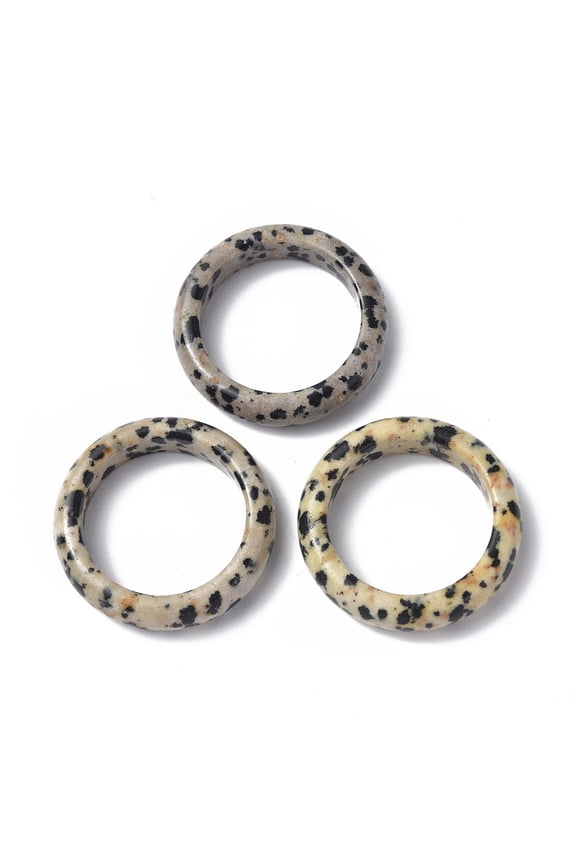 Natural Dalmatian Jasper Plain Band Ring Gemstone Jewelry for Women Size 9(18.9mm)