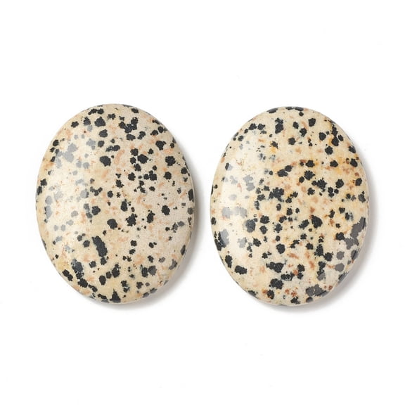 Natural Dalmatian Jasper Worry Stone for Anxiety Therapy Oval Thumb Stone 45x34~35x7~8.5mm Dalmatian Jasper