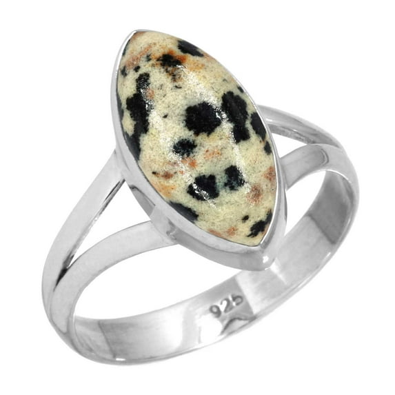 Natural Dalmatian Ring 925 Sterling Silver Handmade Jewelry