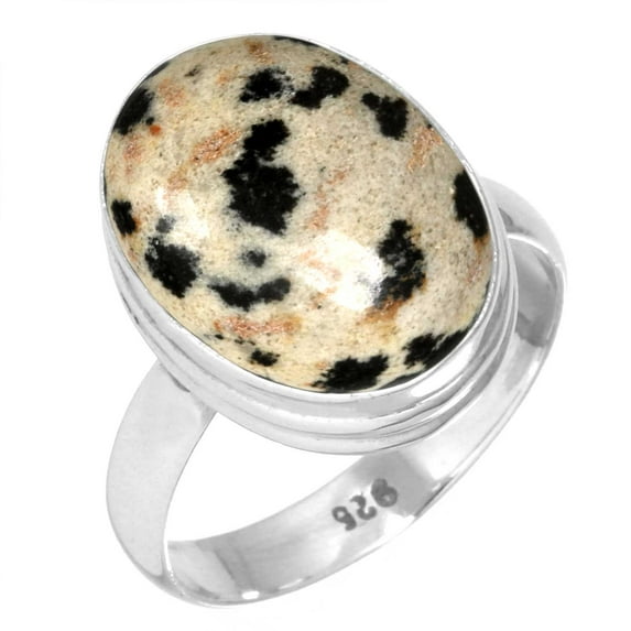 Natural Dalmatian Women Jewelry 925 Sterling Silver Ring
