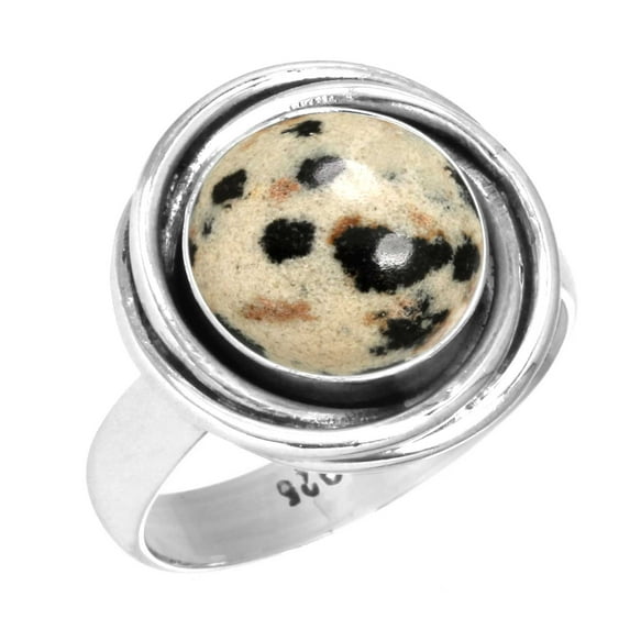 Natural Dalmatian Women Jewelry 925 Sterling Silver Ring