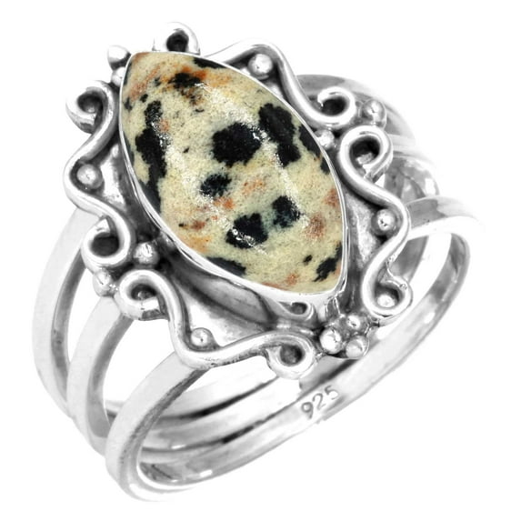 Natural Dalmatian Women Jewelry 925 Sterling Silver Ring