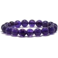 thumbnail image 1 of Natural Dark Amethyst Gemstone 10mm Round Beads Stretch Bracelet 7" Unisex, 1 of 2