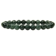 Natural Dark Green Jade Gemstone 8mm Round Beads Elastic Bracelet 7 Inch