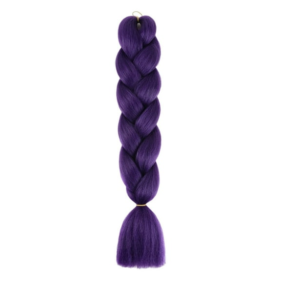 Natural Dark Purple Braiding Hair Extensions High Temperature Fiber Jumbo Braiding Hair Extensions One Pack Black Braiding Hair(1pc-24 Inch)