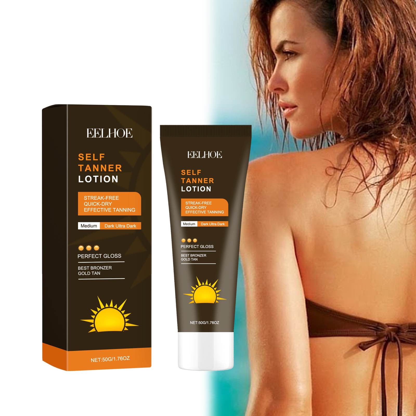 Natural Darkening Skin Cream 50g - Fast Tanning & Even Skin Tone, Sunburn Protection & Moisturizing, Mild Formula for All Skin Types, Travel-Friendly 3x5.4x13.3cm Box