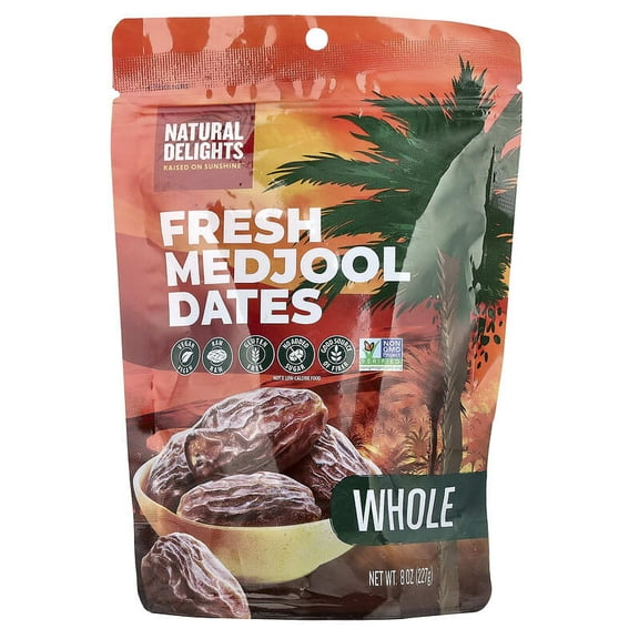 Natural Delights, Fresh Medjool Dates, Whole, 8 oz
