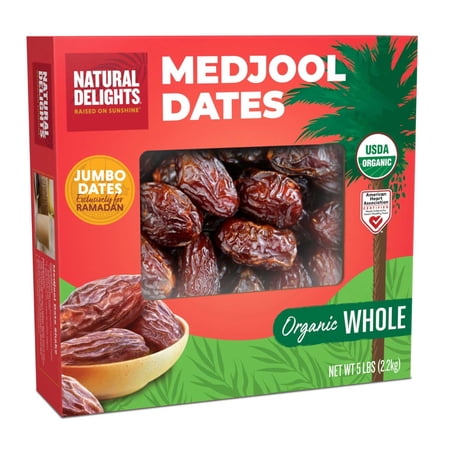 Natural Delights Fresh Organic Medjool Dates, 5 lbs.