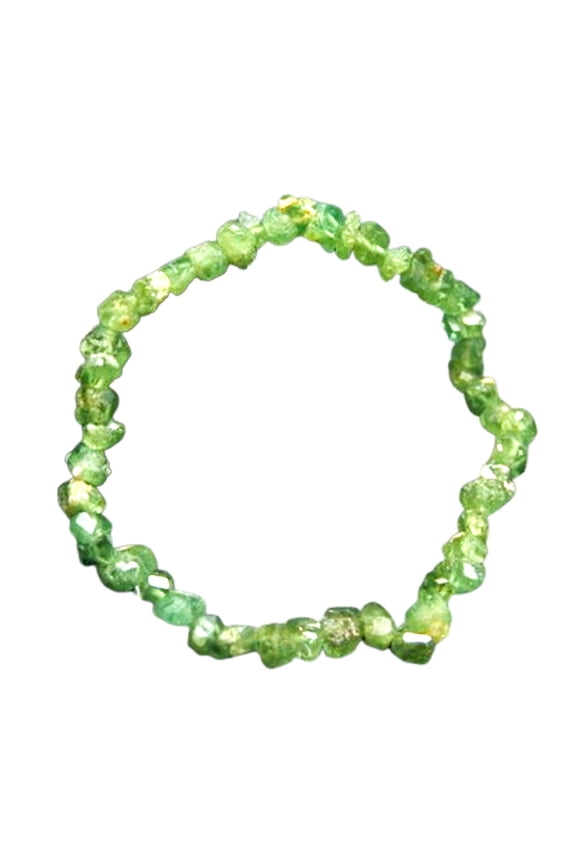 Natural Demantoid 6mm Tumble Shape Rough Cut Beads Stretchable Bracelet For Men & Women. Unisex Bracelet
