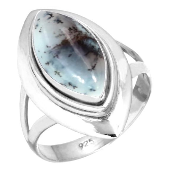 Natural Dendrite Opal Ring 925 Sterling Silver Handmade Jewelry