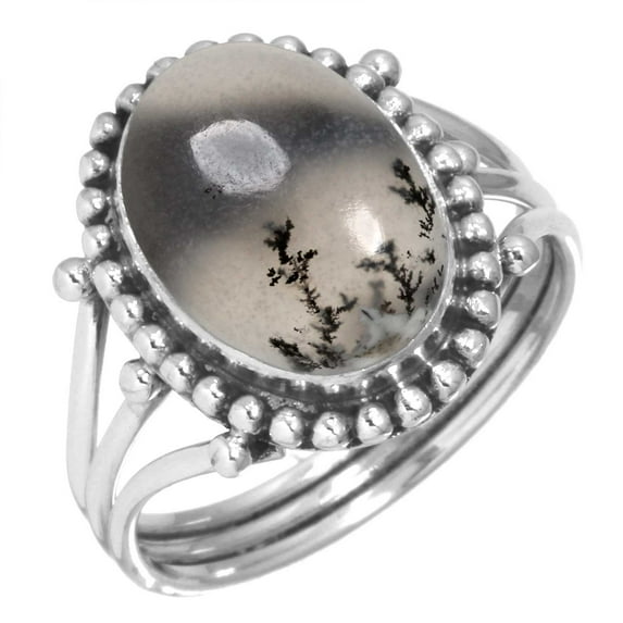 Natural Dendrite Opal Women Jewelry 925 Sterling Silver Ring