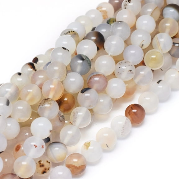 Natural Dendritic Agate Beads Strands Round 10~10.5mm Hole: 0.8mm about 38 pcs/Strand 14.5~15 inch DIY