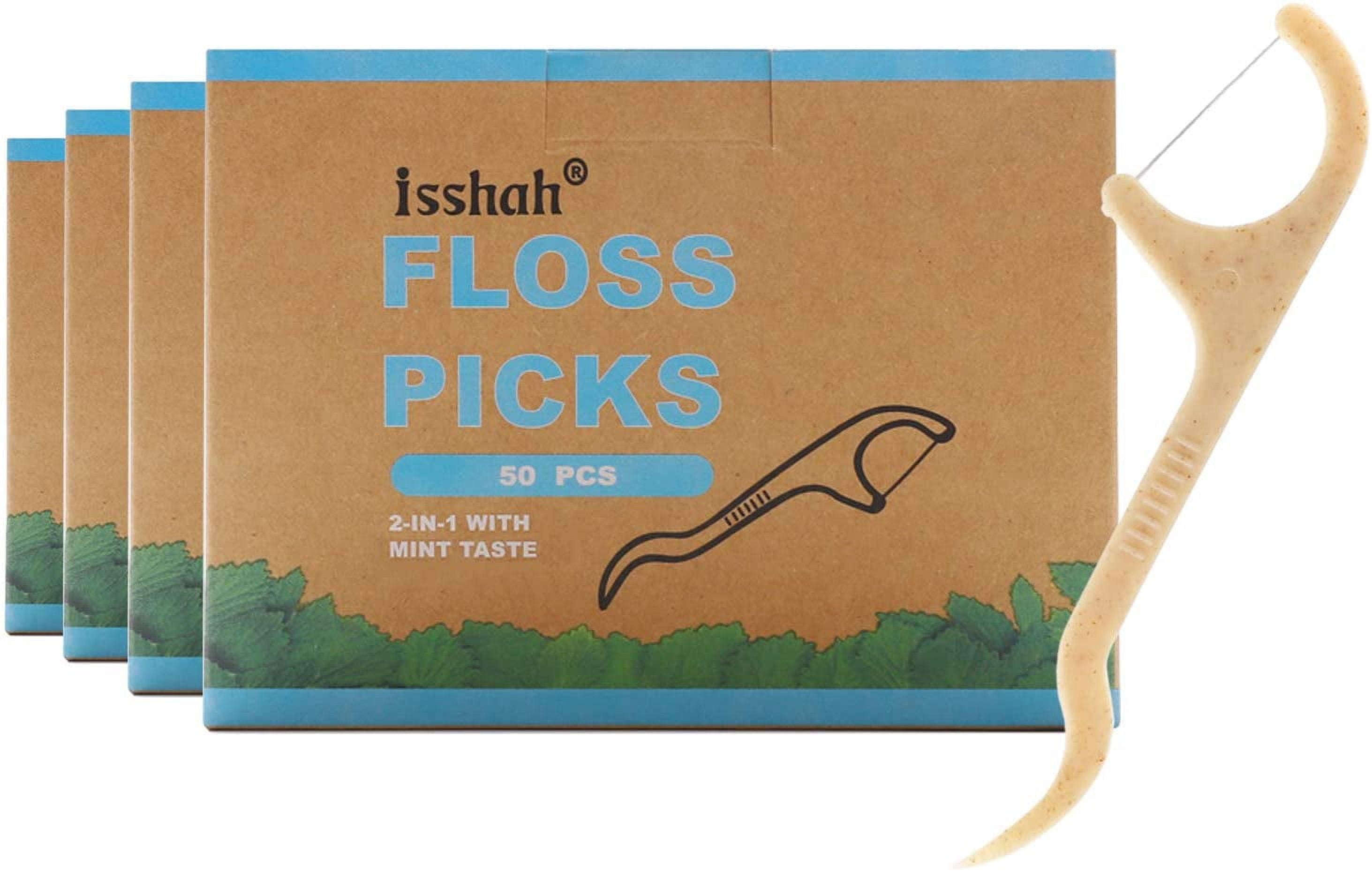 Natural Dental Floss Picks - 200 Count - PETA Approved, BPA Free, Vegan, Sustainable, Eco Friendly, Natural Dental Flossers by (Mint)