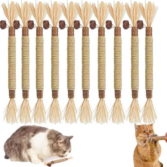 Natural Dental Sticks, Sticks for Cats, Cat & Kitten Teething Chew Toys for Aggressive Chewers(10PCS)
