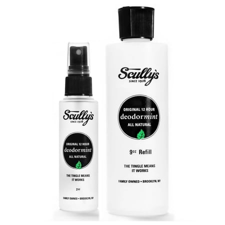 Natural Deodorant by Scully’s Wonderful Stuff, Deodorant for Women Men Safe for Kids, 12 Hour Protection, Aluminum Free, Glass Bottle and Refill, Gift Set