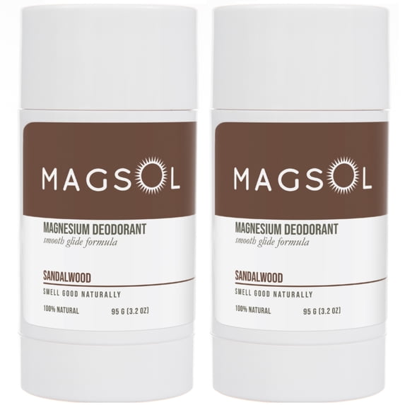 Natural Deodorant for Men - Aluminum Free Deodorant - Baking Soda Free - Magnesium Deodorant - Sandalwood (2 Pack) by MAGSOL Organics