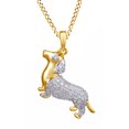 thumbnail image 1 of AFFY Natural Diamond Accent Dachshund Pendant Necklace In 14K Yellow Gold Over Sterling Silver, 1 of 1