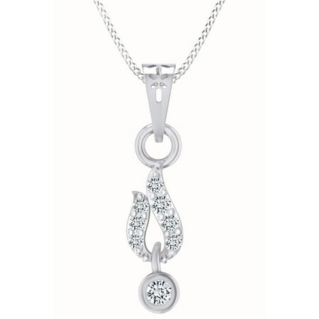 AFFY Natural Diamond Accent Drop Pendant Necklace 14k White Gold