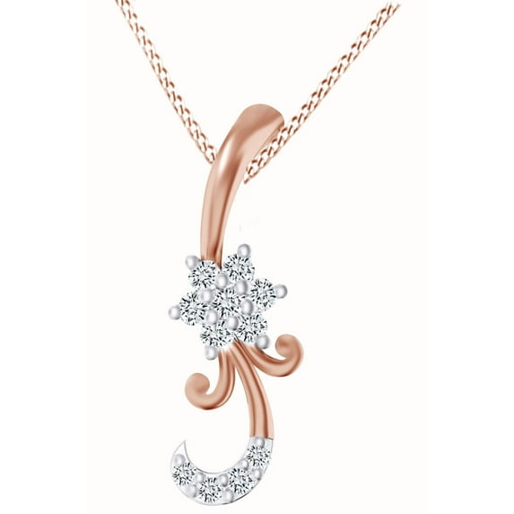 AFFY Natural Diamond Accent Flower Pendant Necklace 14k Rose Gold