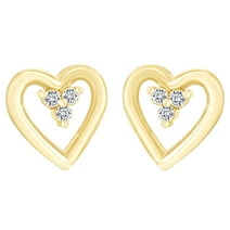 CZ 10kt Yellow Gold Heart Stud Earrings - Walmart.com