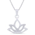 thumbnail image 1 of AFFY Natural Diamond Accent Outline Lotus Flower Pendant Necklace in 14k White Gold Over Sterling Silver, 1 of 7