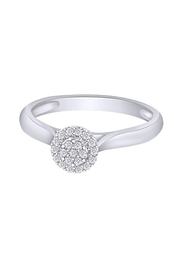 0.08CT Natural Diamond Cluster Engagement Wedding Ring for Women 14K White Gold over Silver-8