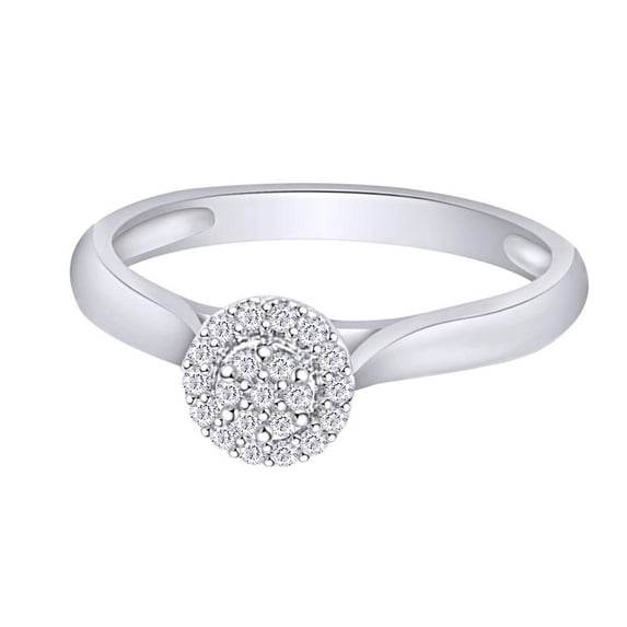AFFY 0.08CT Natural Diamond Cluster Engagement Wedding Ring for Women 14K White Gold over Silver-8