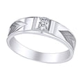 thumbnail image 1 of AFFY Natural Diamond Accents Mens Engagement Wedding Band Ring 14K Solid White Gold (I-J Color, I2-I3 Clarity, 0.08 Cttw) Ring Size-11, 1 of 1