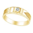 thumbnail image 1 of AFFY Natural Diamond Accents Mens Engagement Wedding Band Ring 14K Solid Yellow Gold (I-J Color, I2-I3 Clarity, 0.08 Cttw) Ring Size-14, 1 of 1