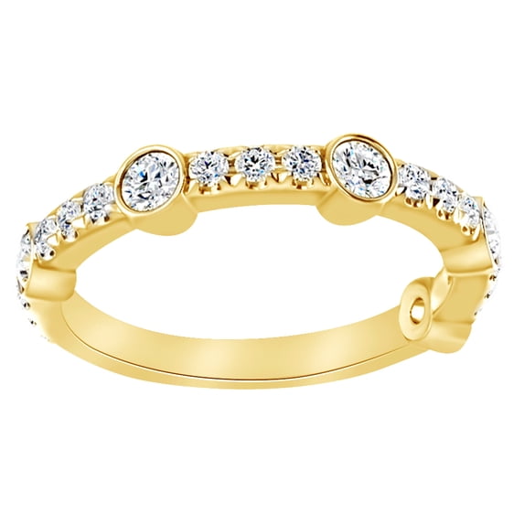 AFFY Natural Diamond Anniversary Wedding Band Ring In 14K Solid Yellow Gold (0.75 Ct), Size-10