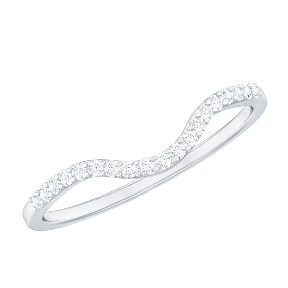 Rosec Jewels Natural Diamond Engagement Ring Enhancer - HI-SI Quality - Curved Ring for Women - with Jewelry Box, 10K White Gold, US 4.00