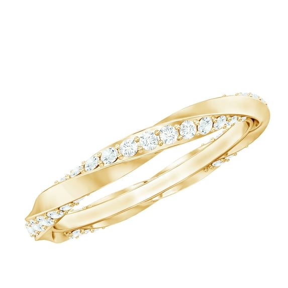 Rosec Jewels Natural Diamond Eternity Ring - HI-SI Quality - April Birthstone Ring, 14K Yellow Gold, US 11.00
