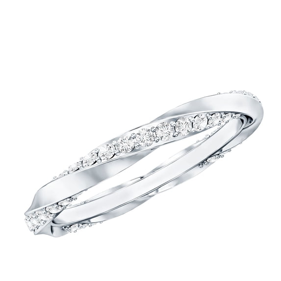 Rosec Jewels Natural Diamond Eternity Ring - HI-SI Quality - April Birthstone Ring, 925 Sterling Silver, US 4.00