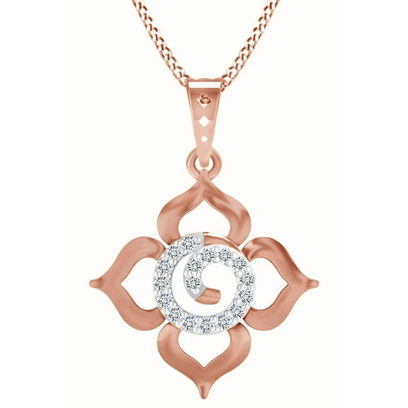 AFFY Natural Diamond Flower Pendant Necklace In 14k Rose Gold