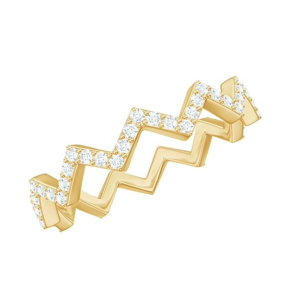 Rosec Jewels Diamond Eternity Ring for Women - HI-SI Quality Certified - Zig Zag Ring - Ready to Gift for Valentines, 18K Yellow Gold, US 7.50