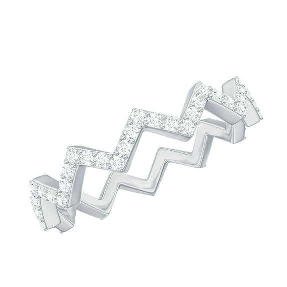 Rosec Jewels Diamond Eternity Ring for Women - HI-SI Quality Certified - Zig Zag Ring - Ready to Gift for Valentines, 925 Sterling Silver, US 3.00